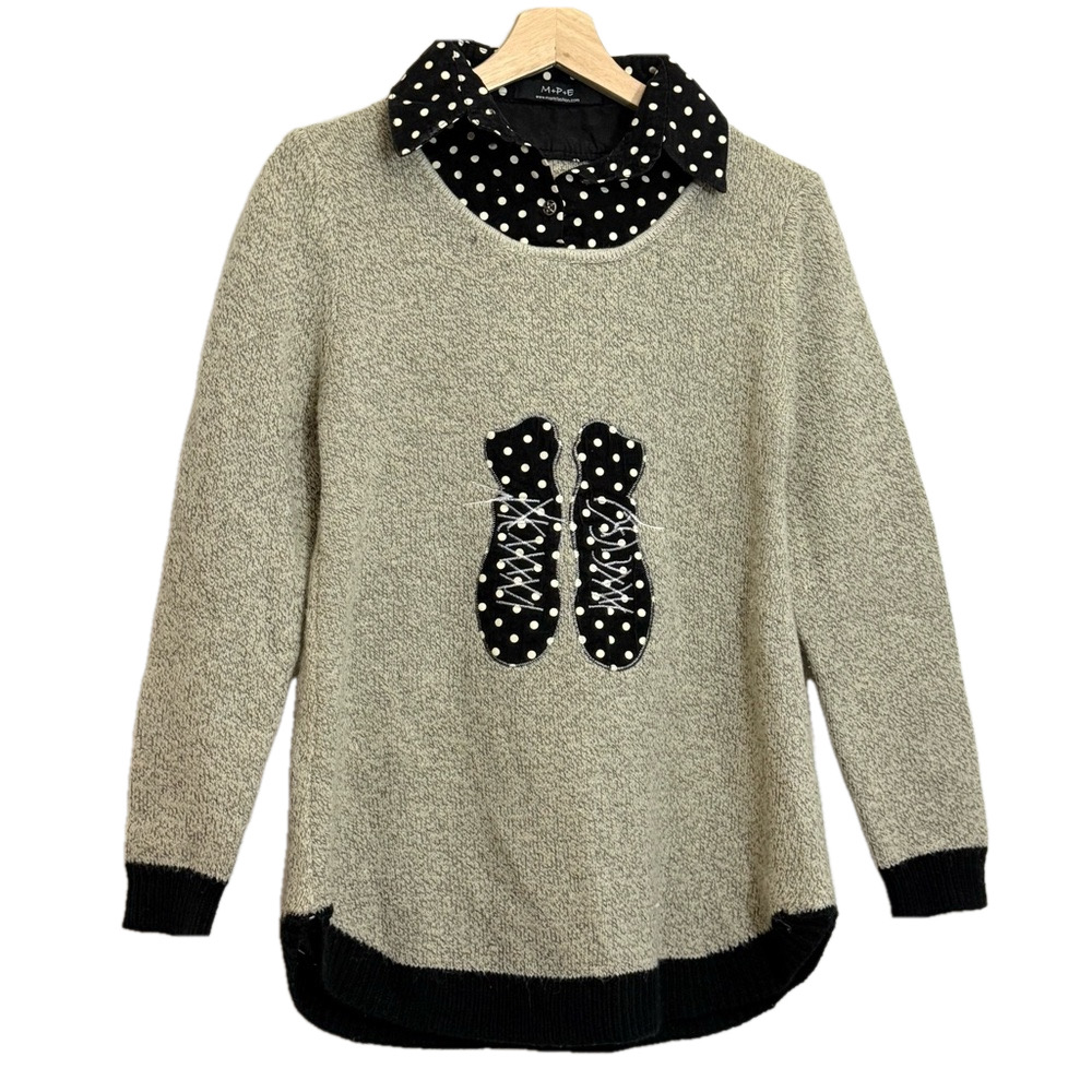 Maple women’s gray thick knitted preppy long sleeve pullover shirt pullover top